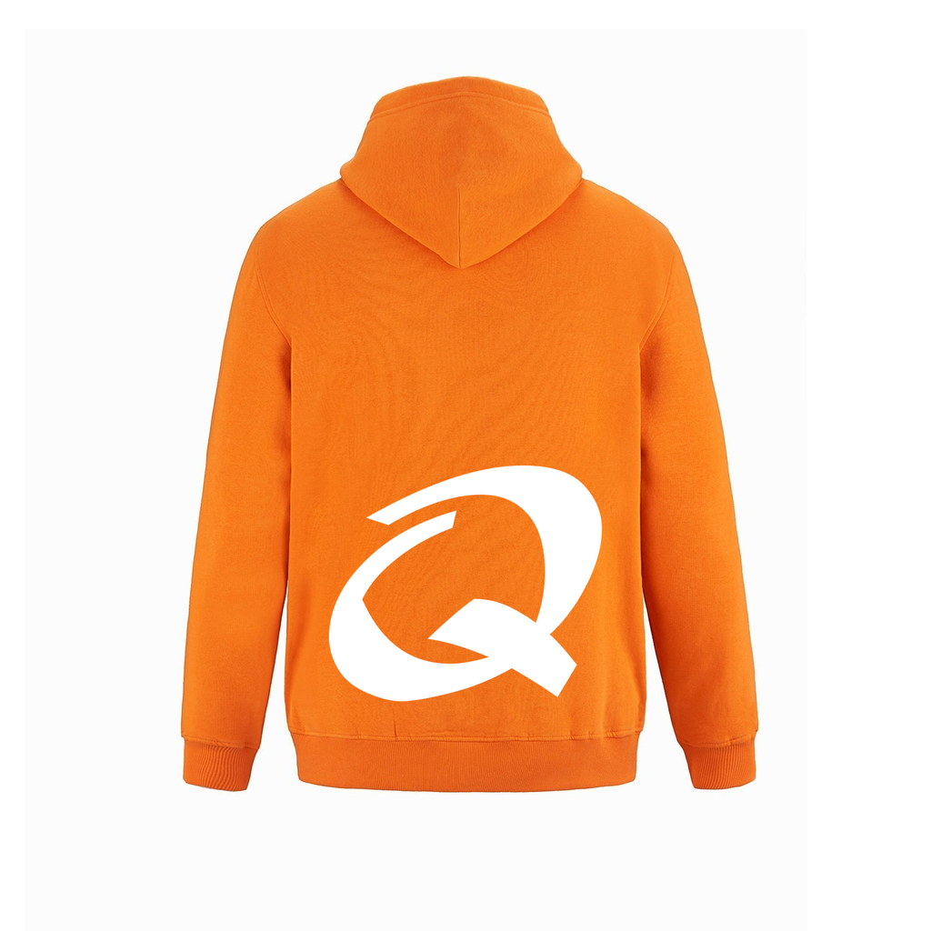 Alphabet Q Hoodie 9 inch calligraphy White ink, Orange