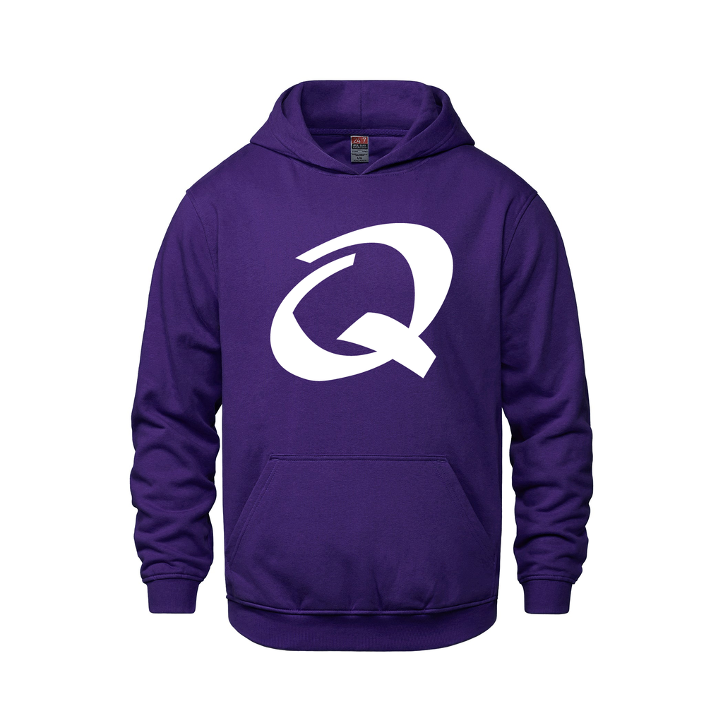 Alphabet Q Hoodie 9 inch calligraphy White ink, Purple