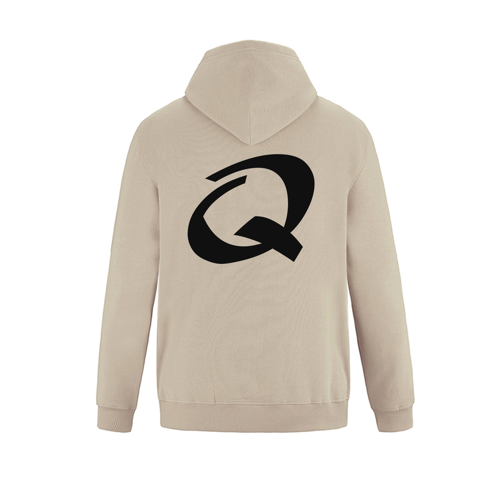 Alphabet Q Hoodie 9 inch calligraphy Black ink, Sand