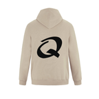 Alphabet Q Hoodie 9 inch calligraphy Black ink, Sand