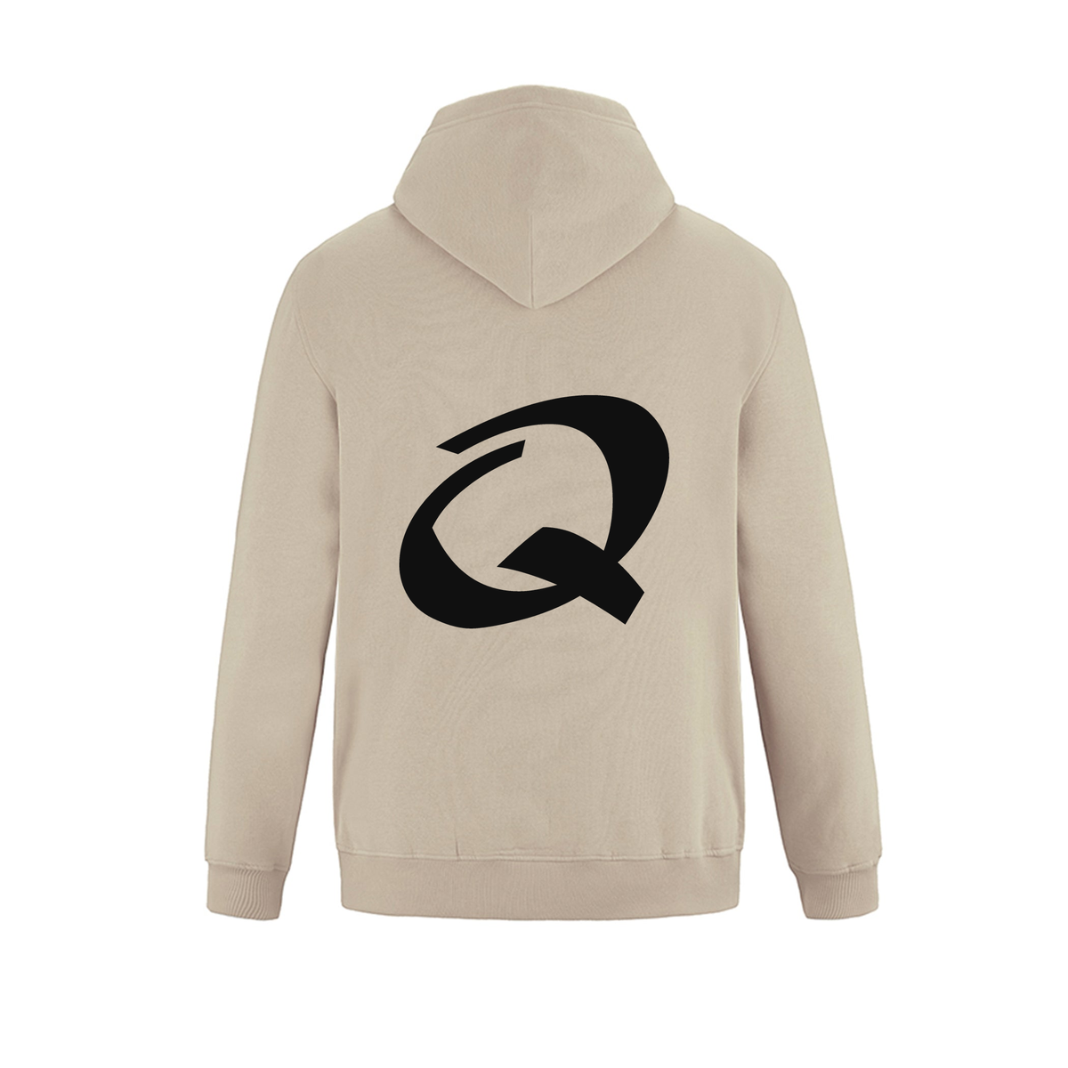 Alphabet Q Hoodie 9 inch calligraphy Black ink, Sand