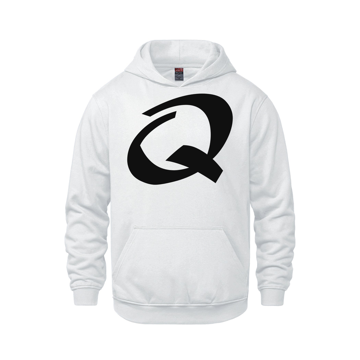 Alphabet Q Hoodie 9 inch calligraphy Black ink, White