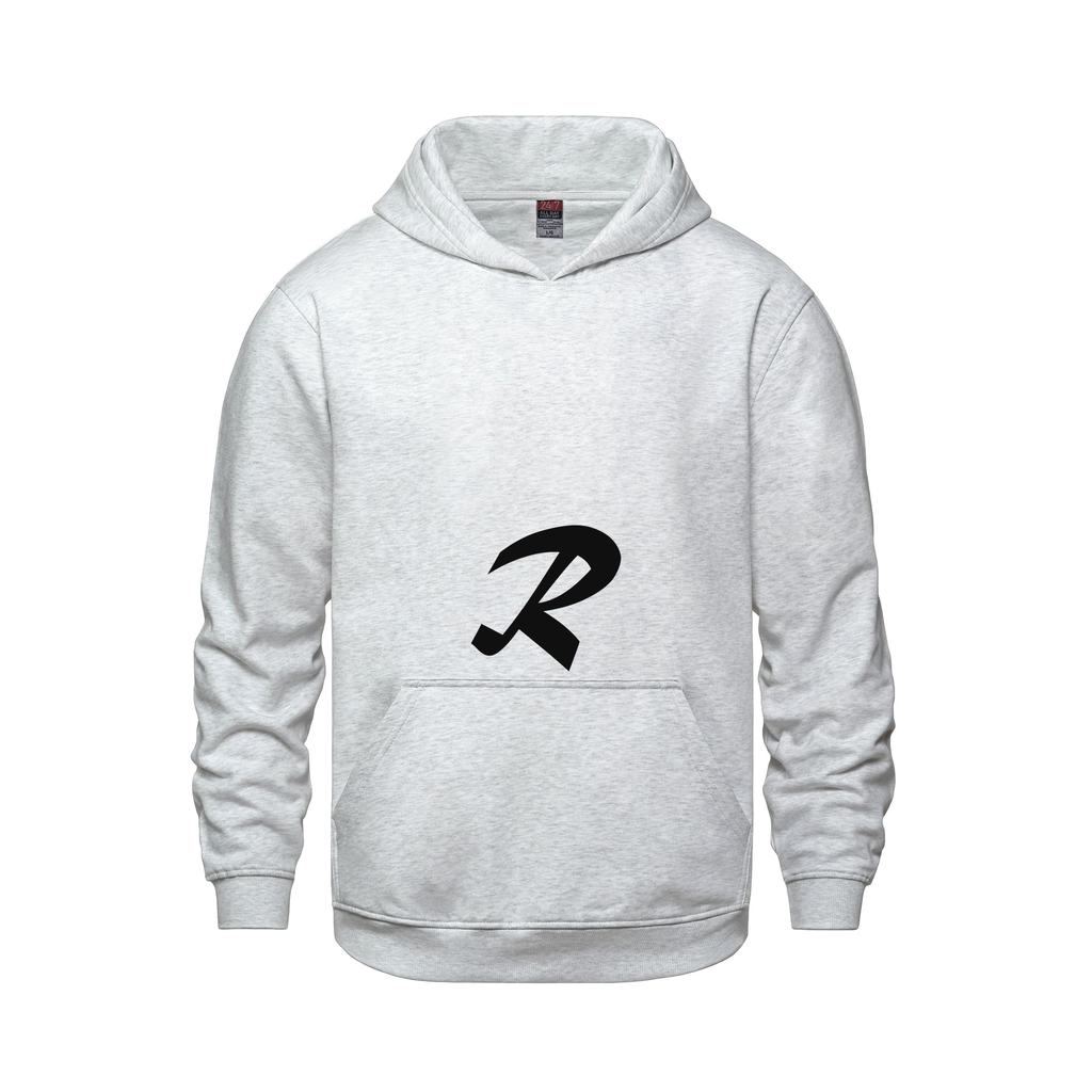 Alphabet R Hoodie 9 inch calligraphy Black ink, Ash