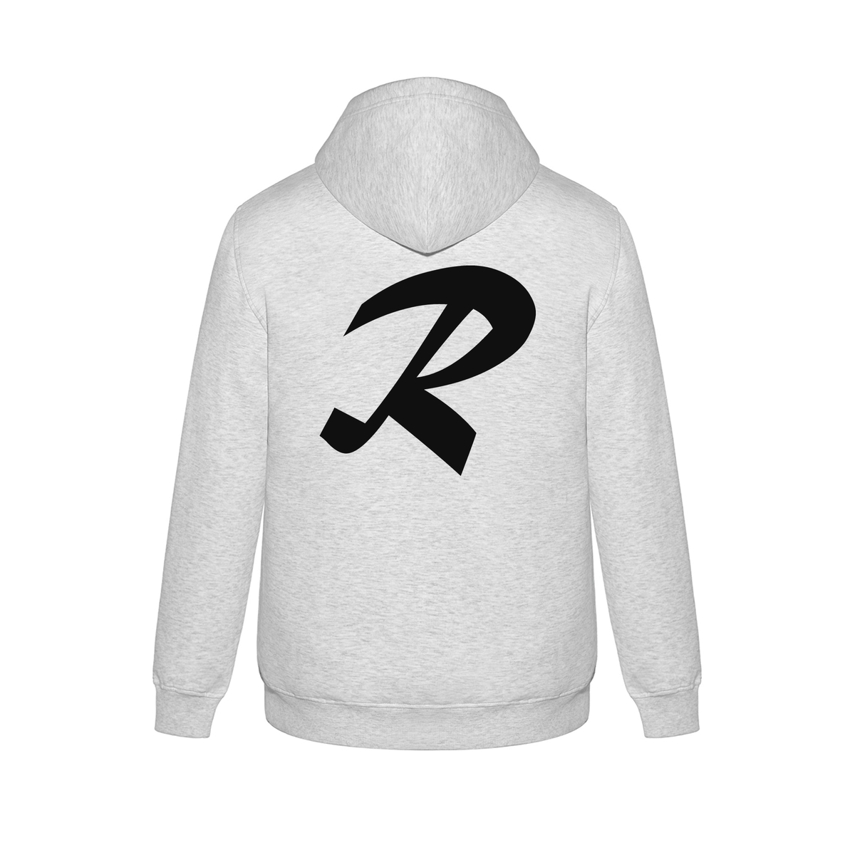 Alphabet R Hoodie 9 inch calligraphy Black ink, Ash