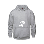 Alphabet R Hoodie 9 inch calligraphy White ink, Athletic Grey