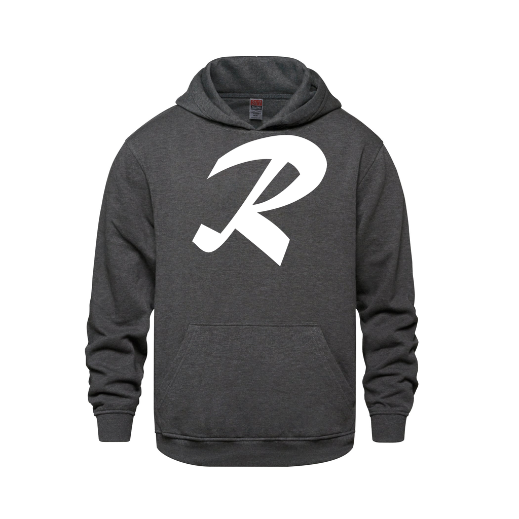 Alphabet R Hoodie 9 inch calligraphy White ink, Charcoal