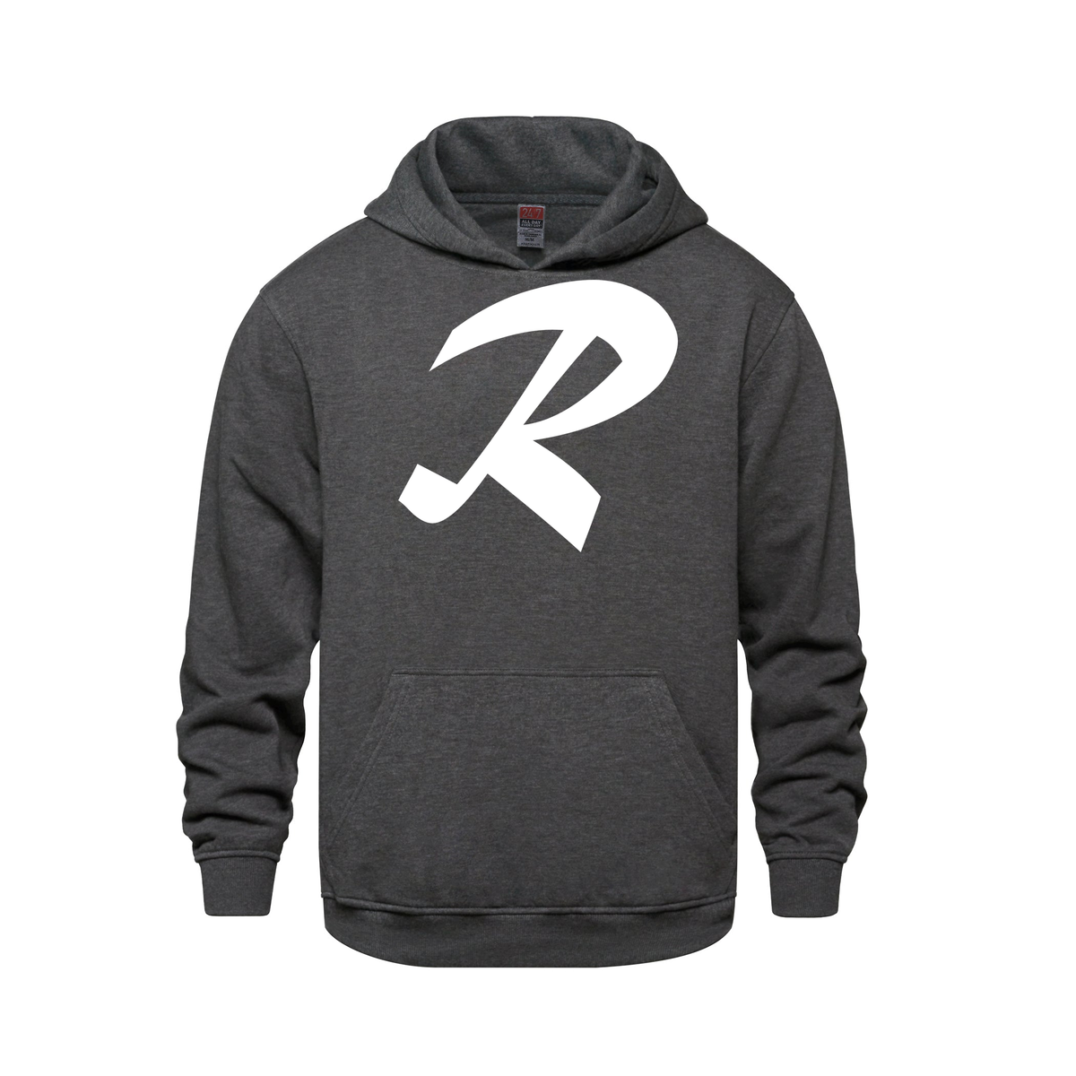 Alphabet R Hoodie 9 inch calligraphy White ink, Charcoal