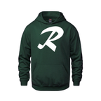 Alphabet R Hoodie 9 inch calligraphy White ink, Forest Green