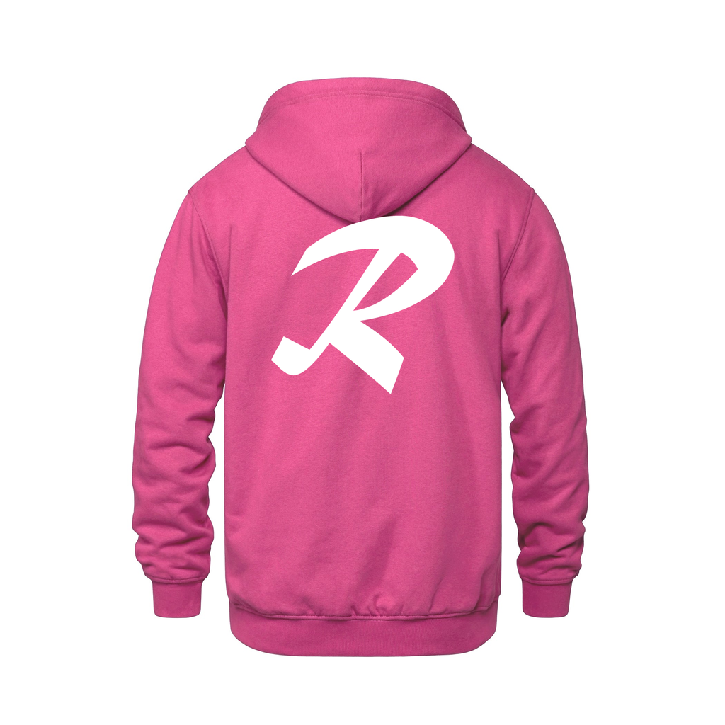 Alphabet R Hoodie 9 inch calligraphy White ink, Heliconia