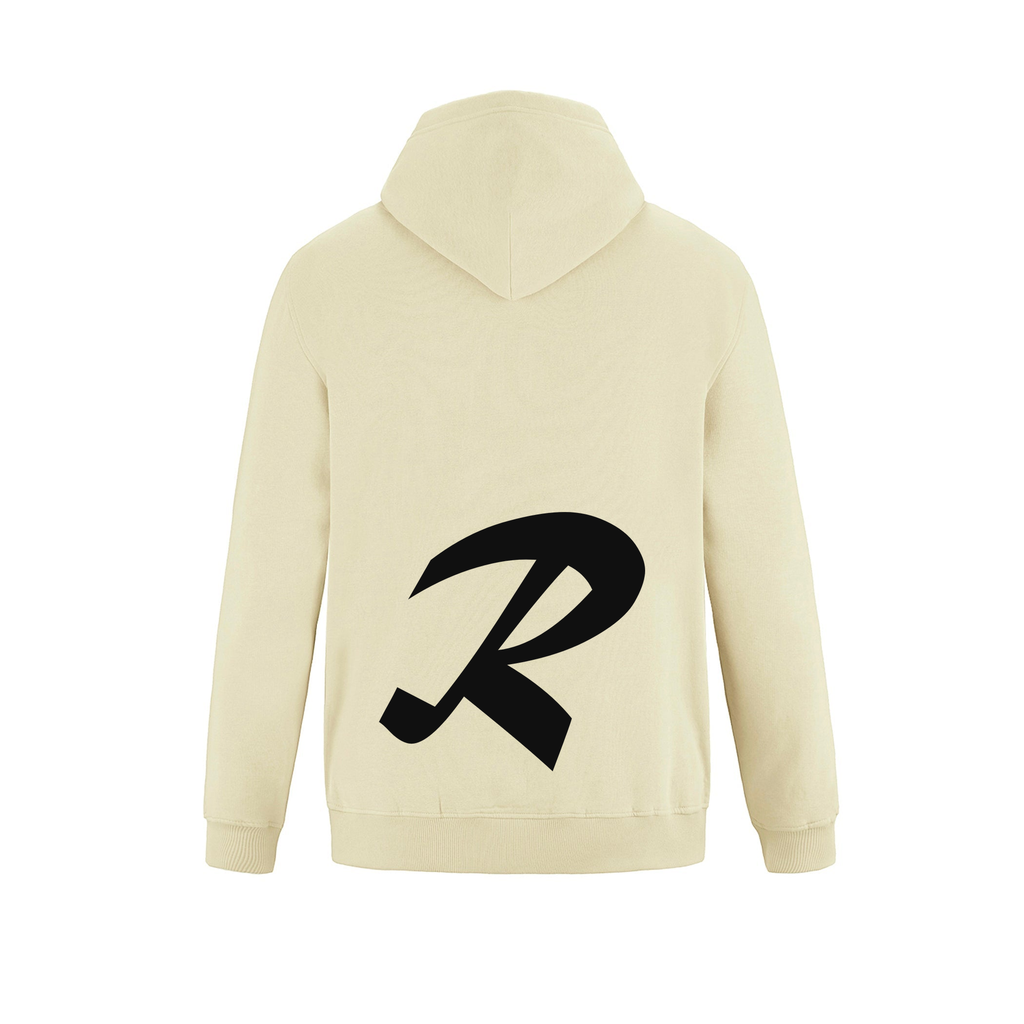 Alphabet R Hoodie 9 inch calligraphy Black ink, Ivory