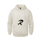 Alphabet R Hoodie 9 inch calligraphy Black ink, Ivory