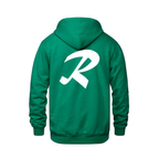 Alphabet R Hoodie 9 inch calligraphy White ink, Kelly Green