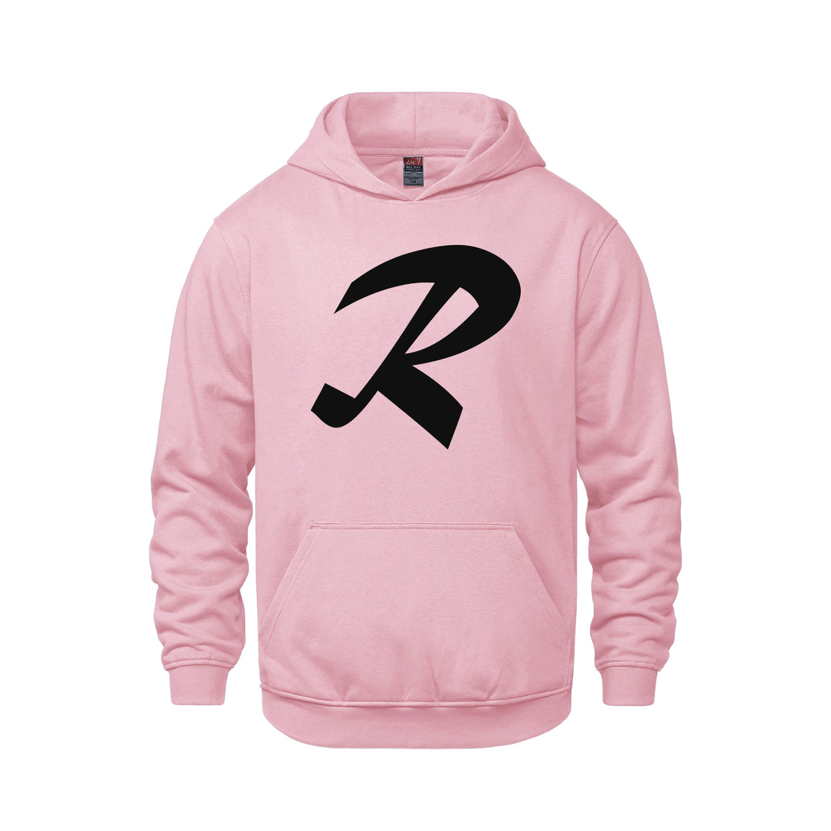 Alphabet R Hoodie 9 inch calligraphy Black ink, Pink