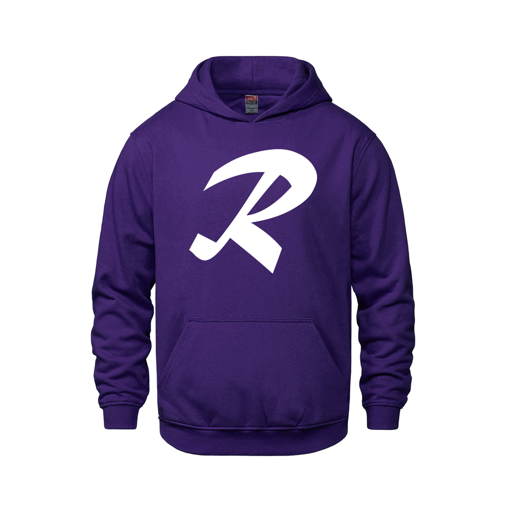 Alphabet R Hoodie 9 inch calligraphy White ink, Purple