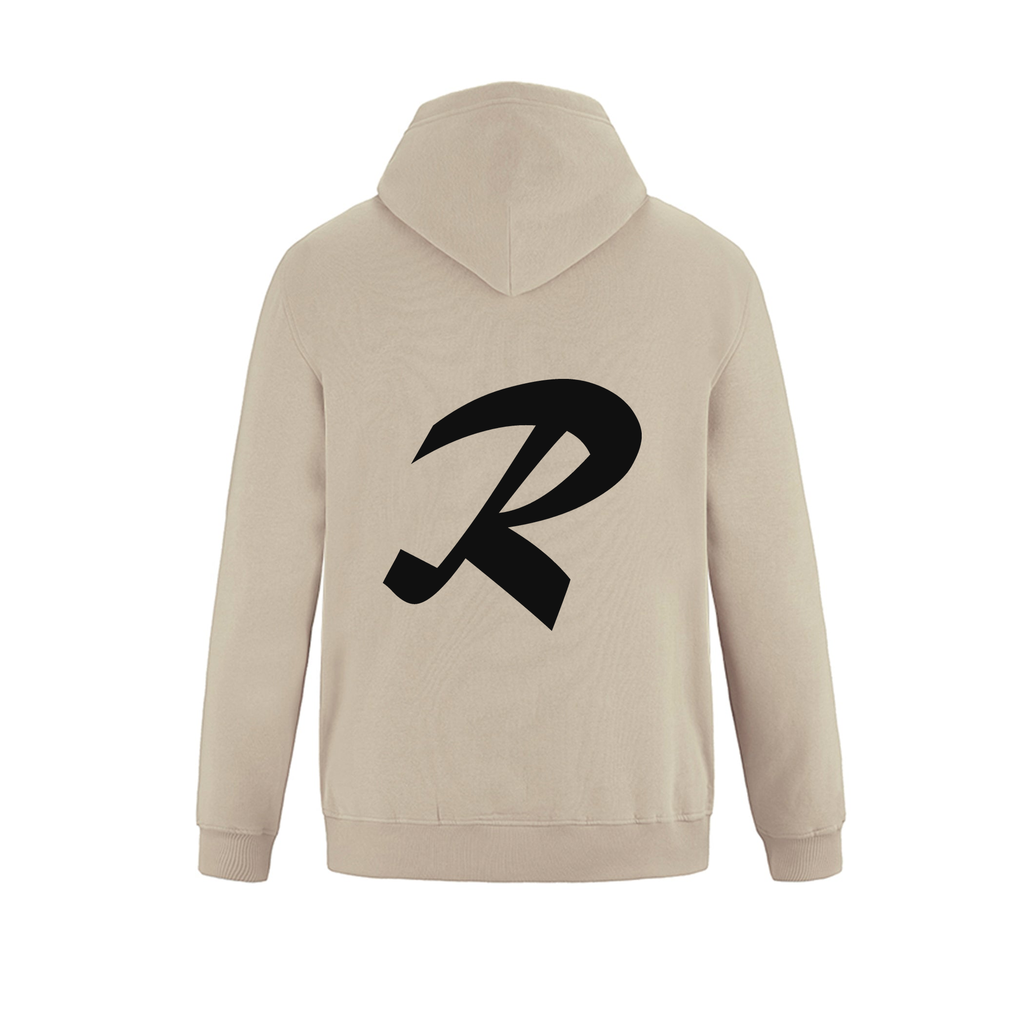 Alphabet R Hoodie 9 inch calligraphy Black ink, Sand
