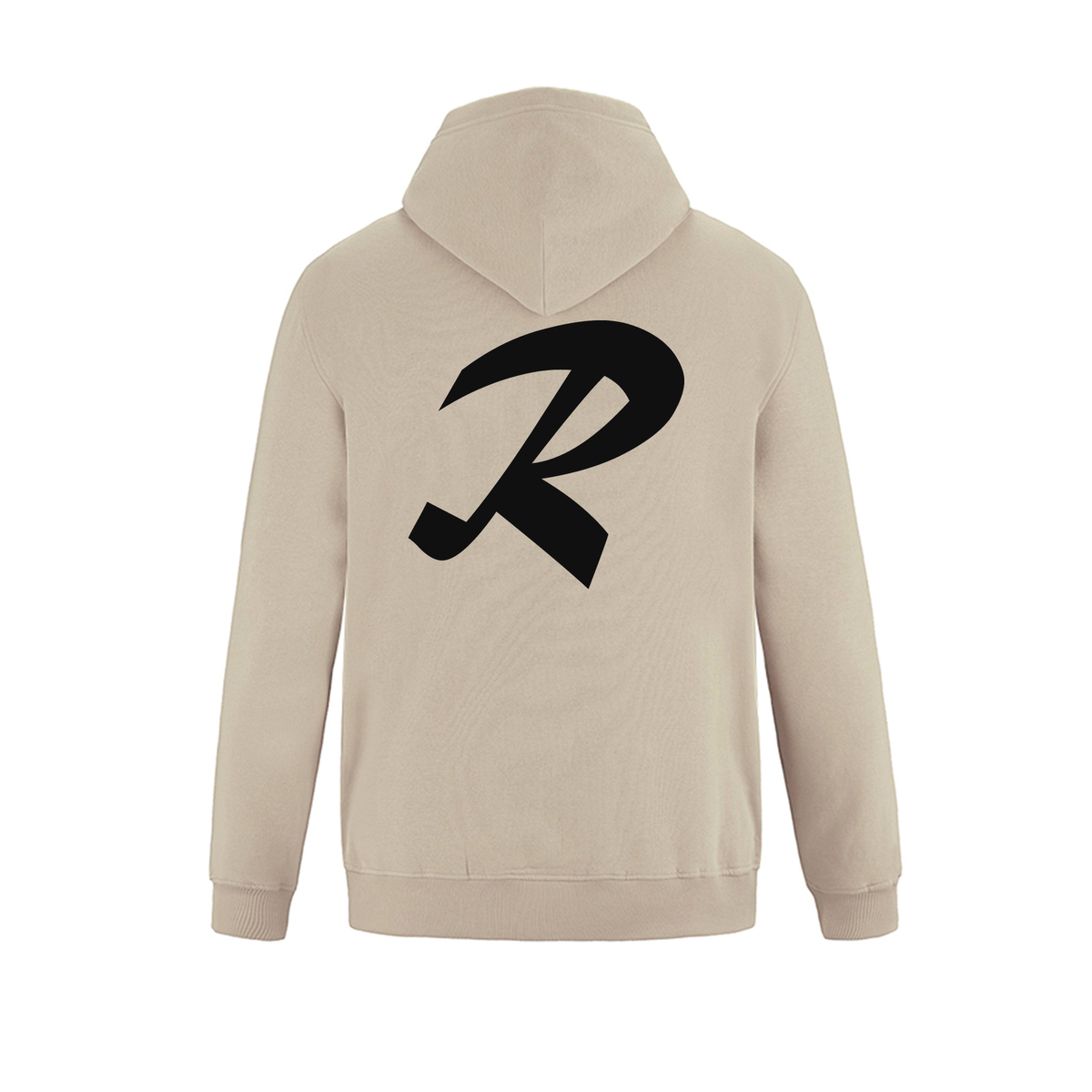 Alphabet R Hoodie 9 inch calligraphy Black ink, Sand