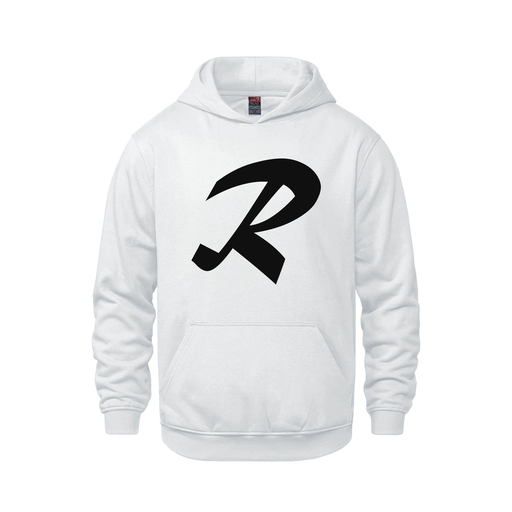 Alphabet R Hoodie 9 inch calligraphy Black ink, White