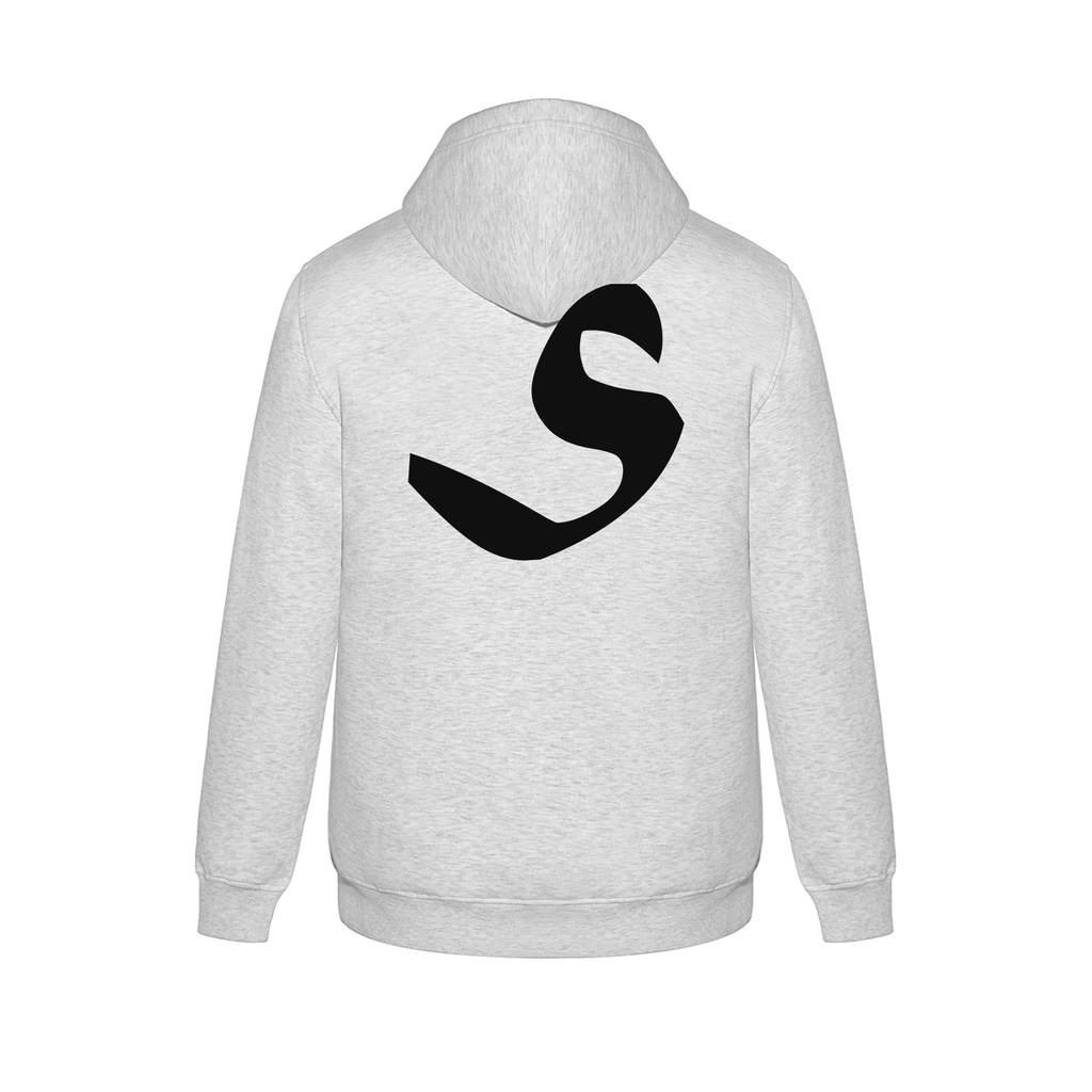 Alphabet S Hoodie 9 inch calligraphy Black ink, Ash