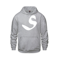 Alphabet S Hoodie 9 inch calligraphy White ink, Athletic Grey