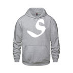 Alphabet S Hoodie 9 inch calligraphy White ink, Athletic Grey