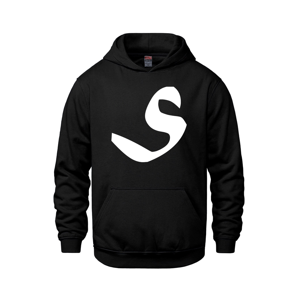 Alphabet S Hoodie 9 inch calligraphy White ink, Black