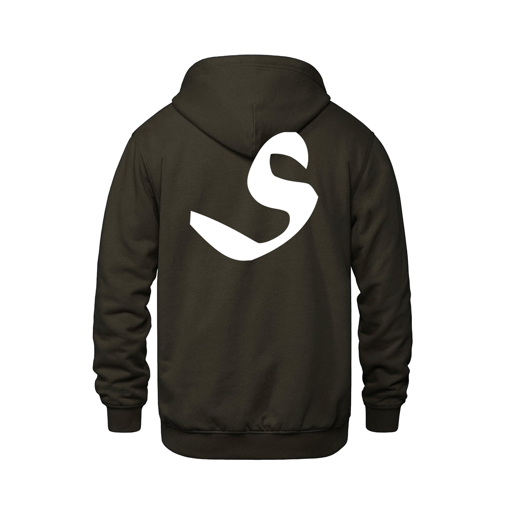 Alphabet S Hoodie 9 inch calligraphy White ink, Brown