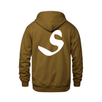 Alphabet S Hoodie 9 inch calligraphy White ink, Caramel