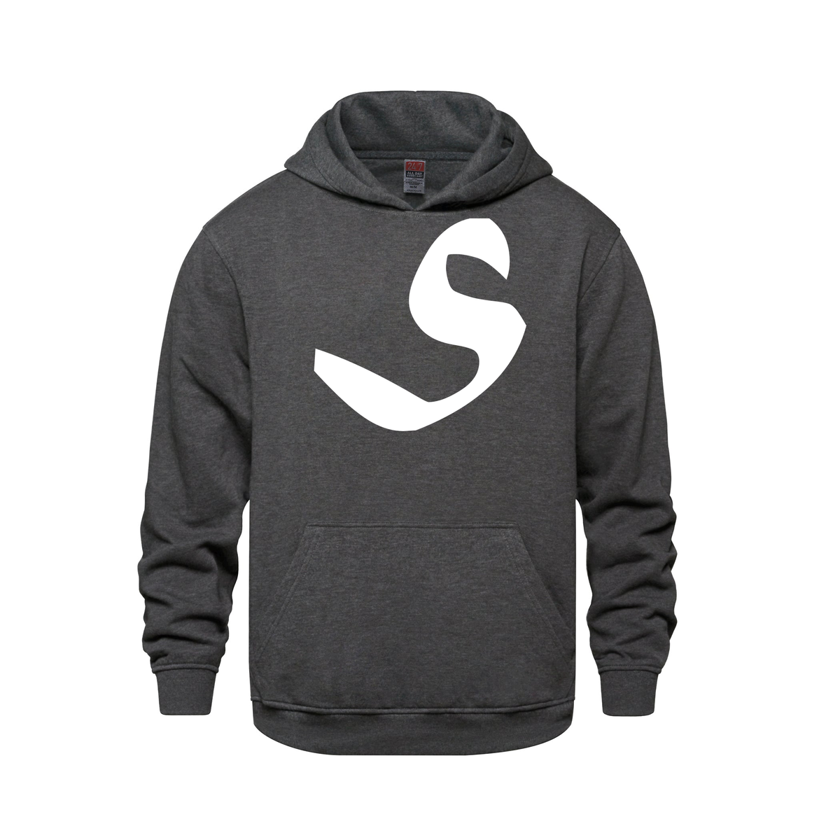 Alphabet S Hoodie 9 inch calligraphy White ink, Charcoal