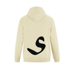 Alphabet S Hoodie 9 inch calligraphy Black ink, Ivory