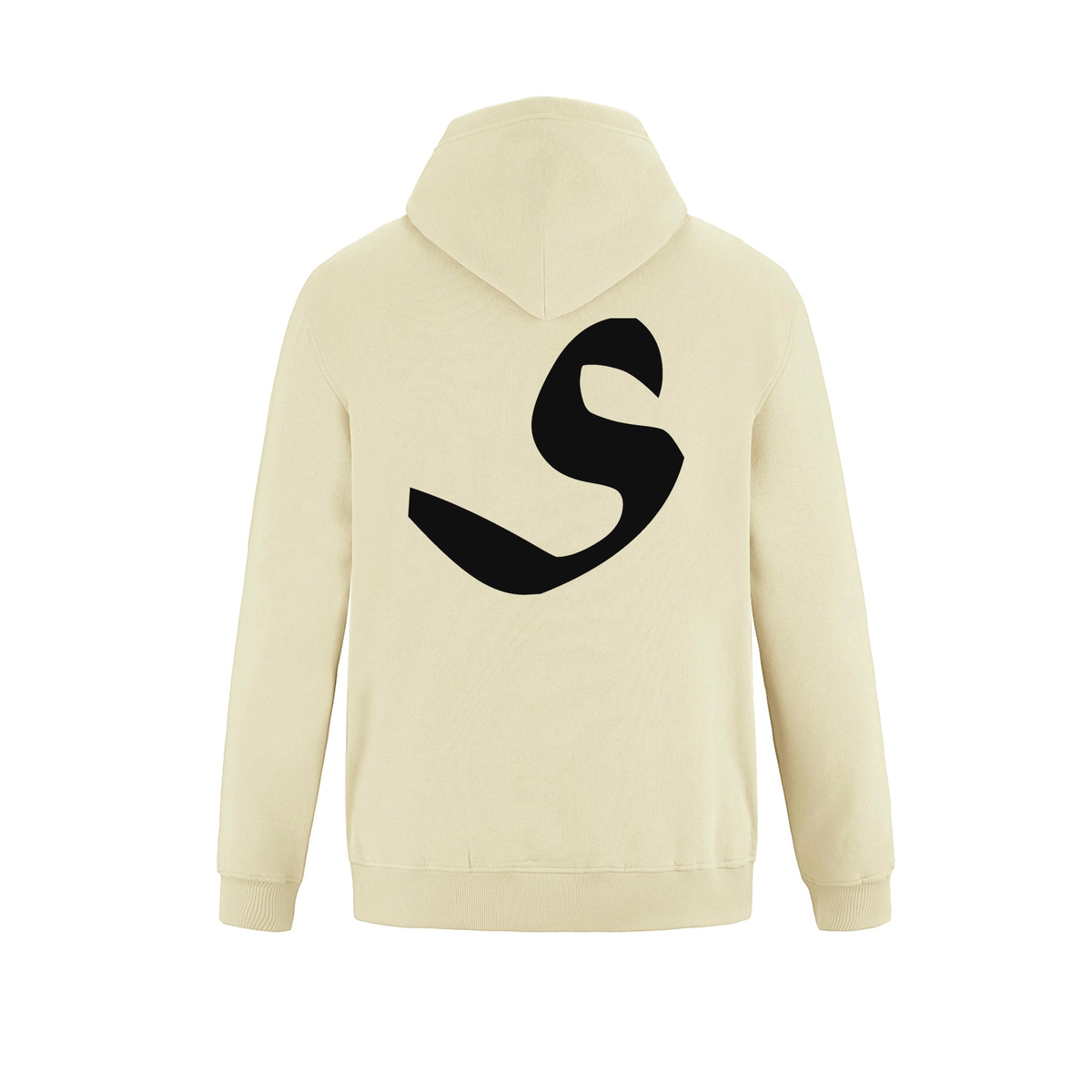 Alphabet S Hoodie 9 inch calligraphy Black ink, Ivory
