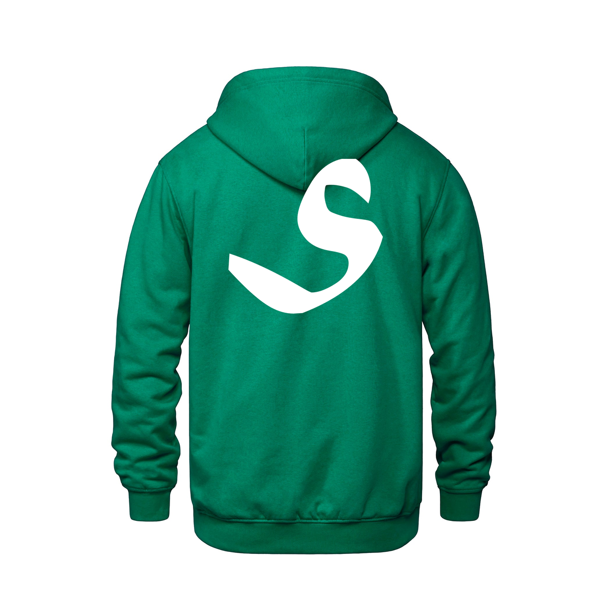 Alphabet S Hoodie 9 inch calligraphy White ink, Kelly Green