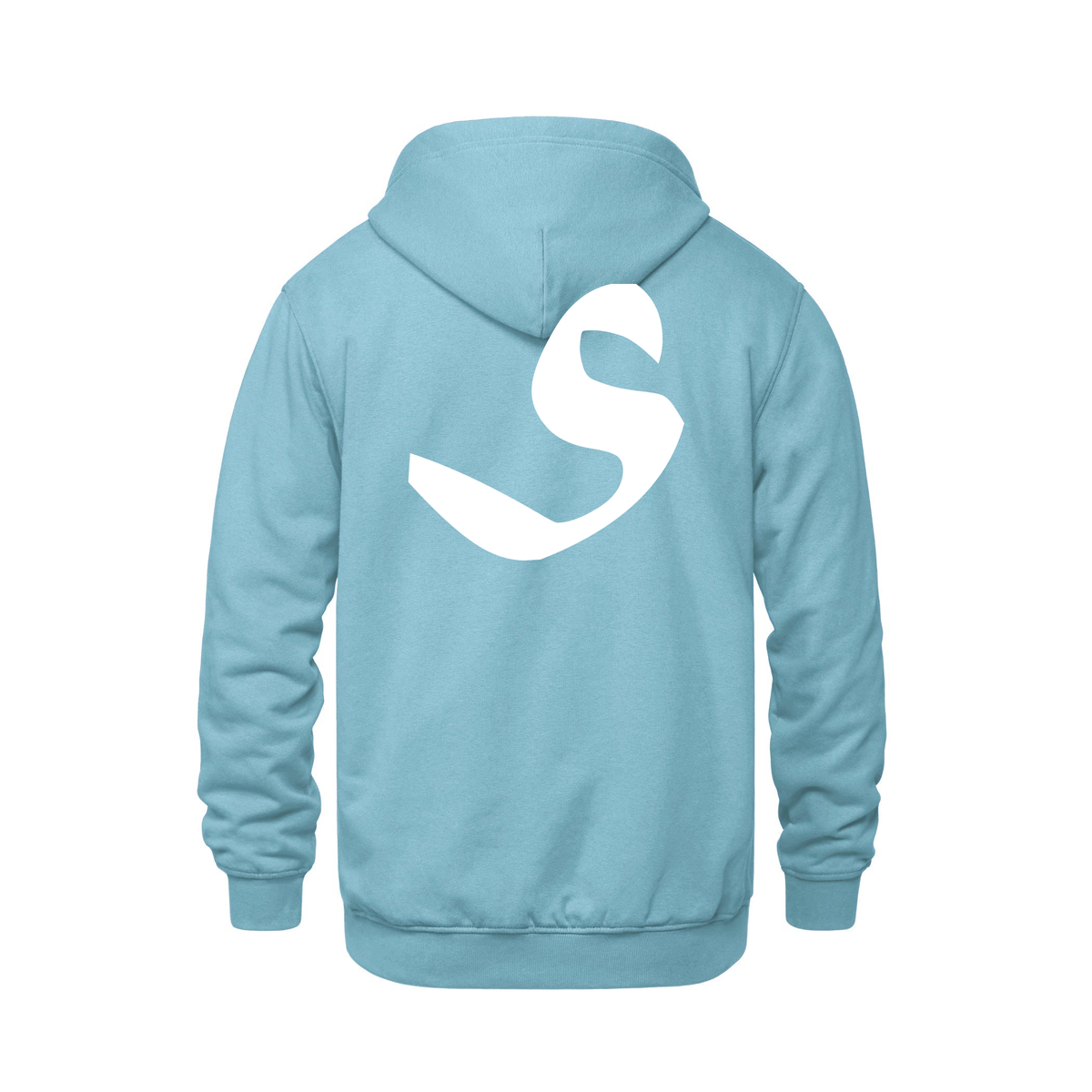 Alphabet S Hoodie 9 inch calligraphy White ink, Light Blue