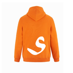 Alphabet S Hoodie 9 inch calligraphy White ink, Orange