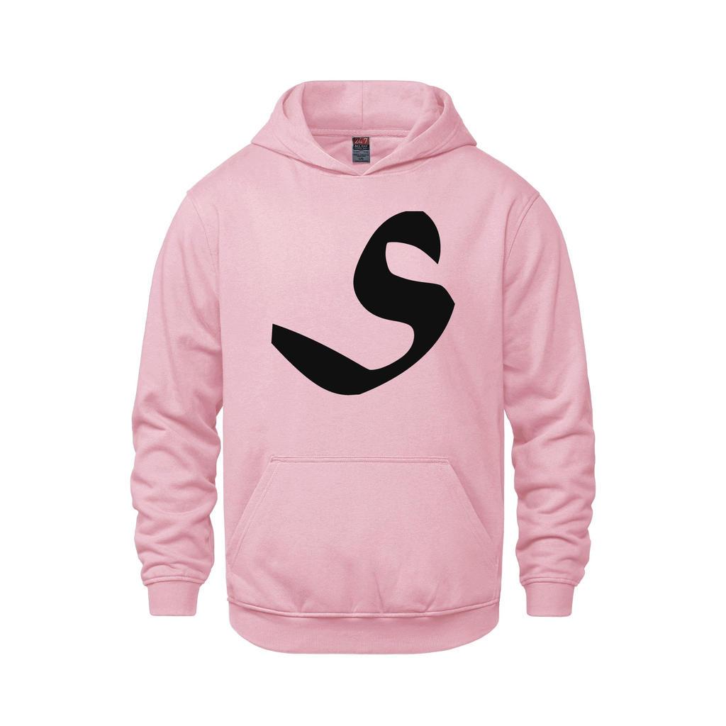 Alphabet S Hoodie 9 inch calligraphy Black ink, Pink