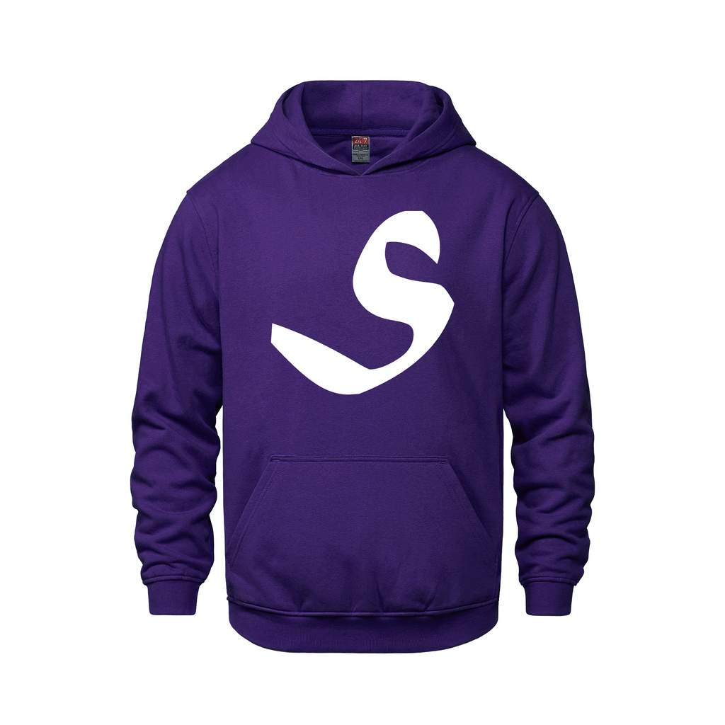 Alphabet S Hoodie 9 inch calligraphy White ink, Purple