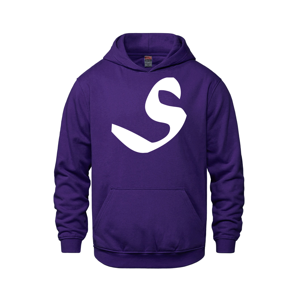 Alphabet S Hoodie 9 inch calligraphy White ink, Purple