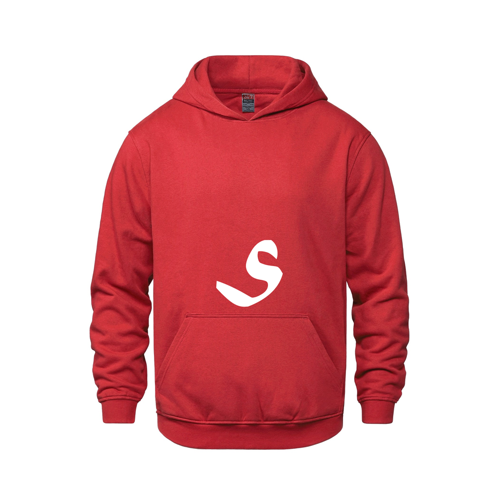 Alphabet S Hoodie 9 inch calligraphy White ink, Red