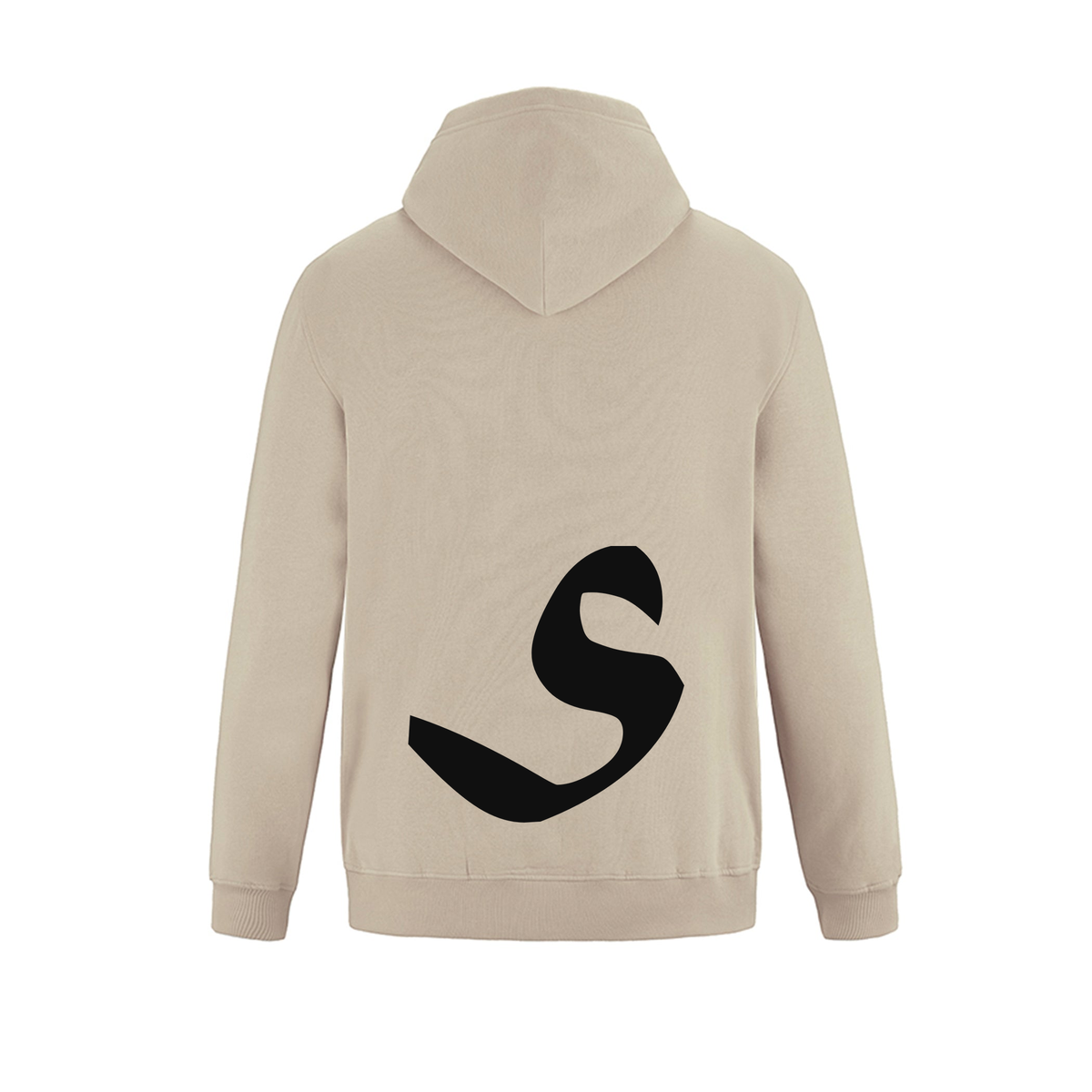 Alphabet S Hoodie 9 inch calligraphy Black ink, Sand