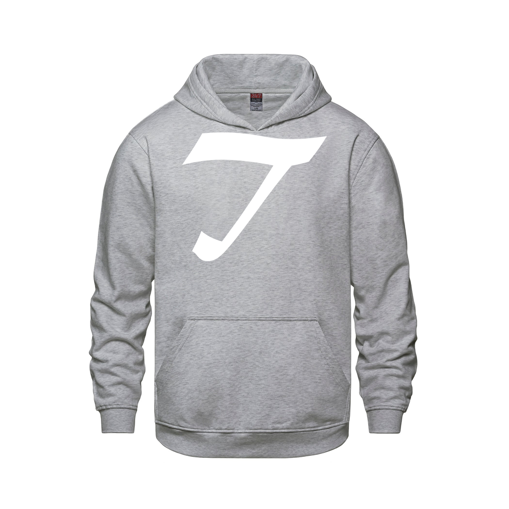 Alphabet T Hoodie 9 inch calligraphy White ink, Athletic Grey