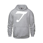 Alphabet T Hoodie 9 inch calligraphy White ink, Athletic Grey