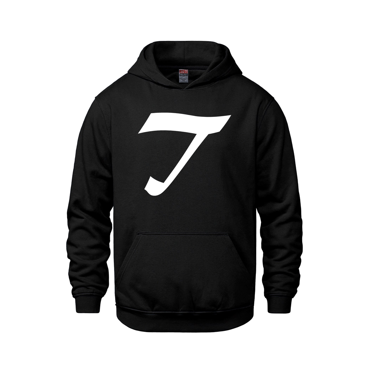 Alphabet T Hoodie 9 inch calligraphy White ink, Black