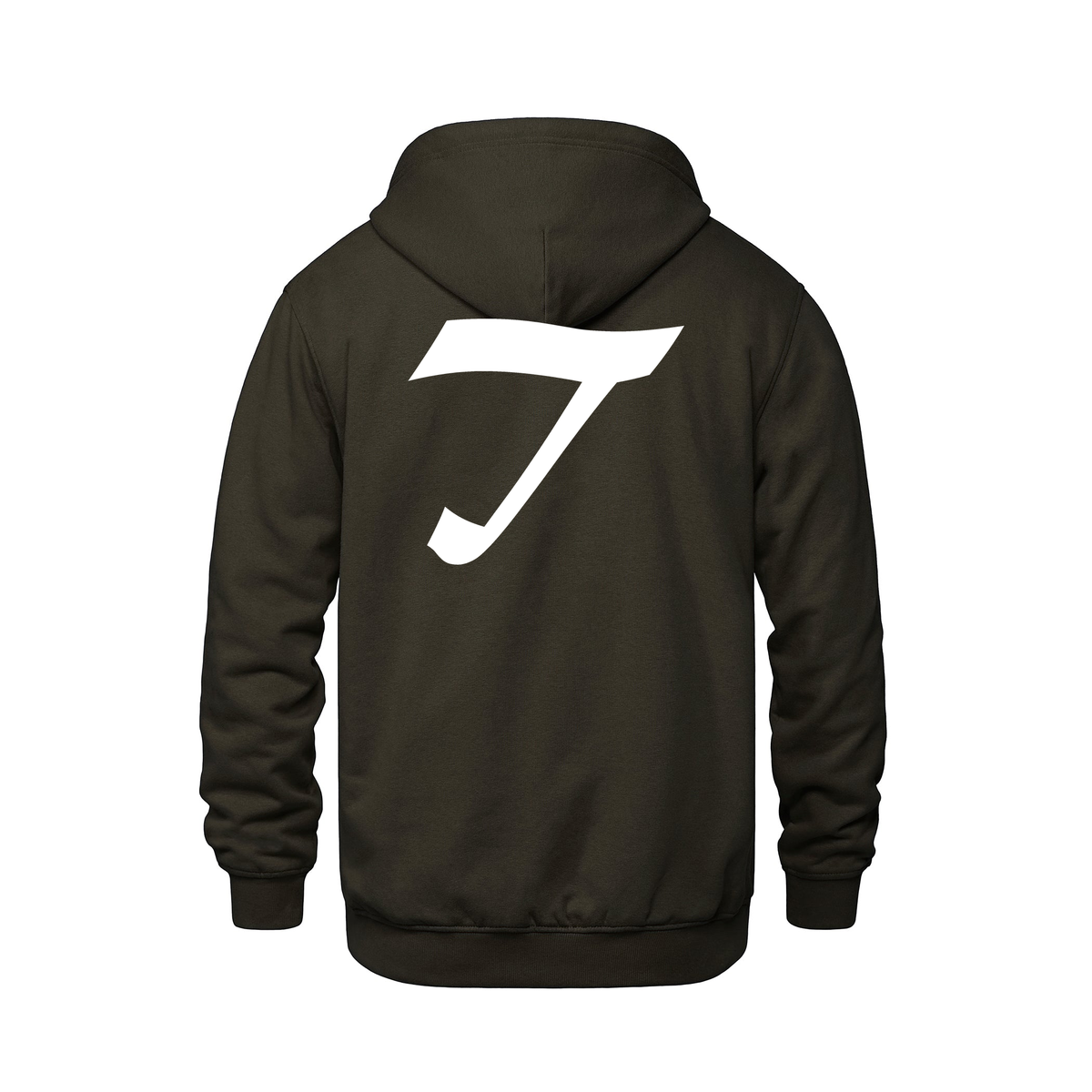 Alphabet T Hoodie 9 inch calligraphy White ink, Brown