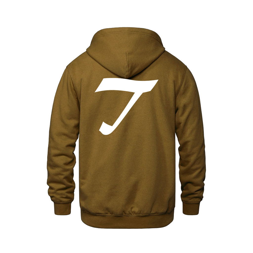Alphabet T Hoodie 9 inch calligraphy White ink, Caramel