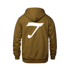 Alphabet T Hoodie 9 inch calligraphy White ink, Caramel