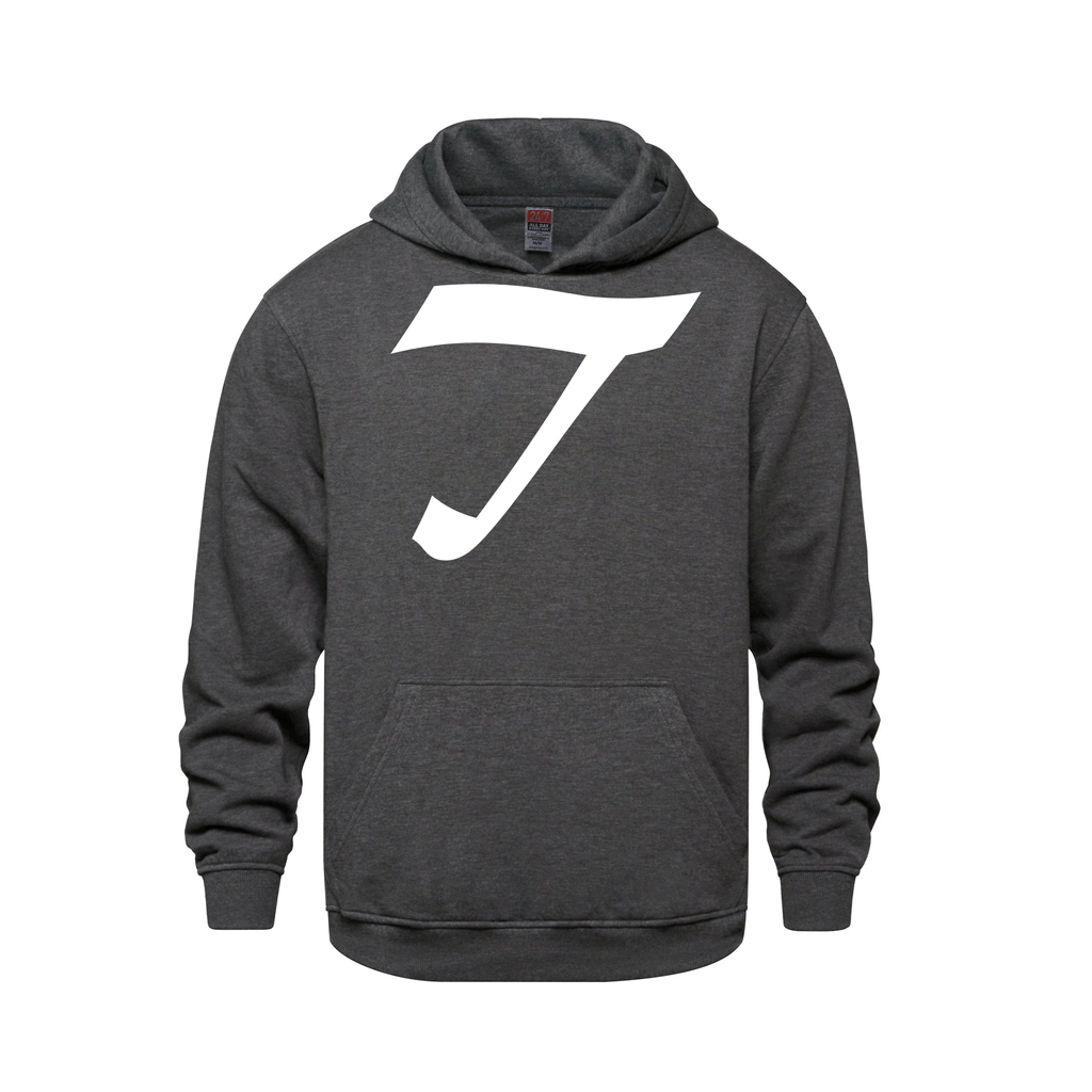 Alphabet T Hoodie 9 inch calligraphy White ink, Charcoal