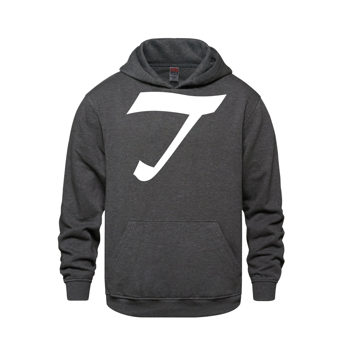 Alphabet T Hoodie 9 inch calligraphy White ink, Charcoal