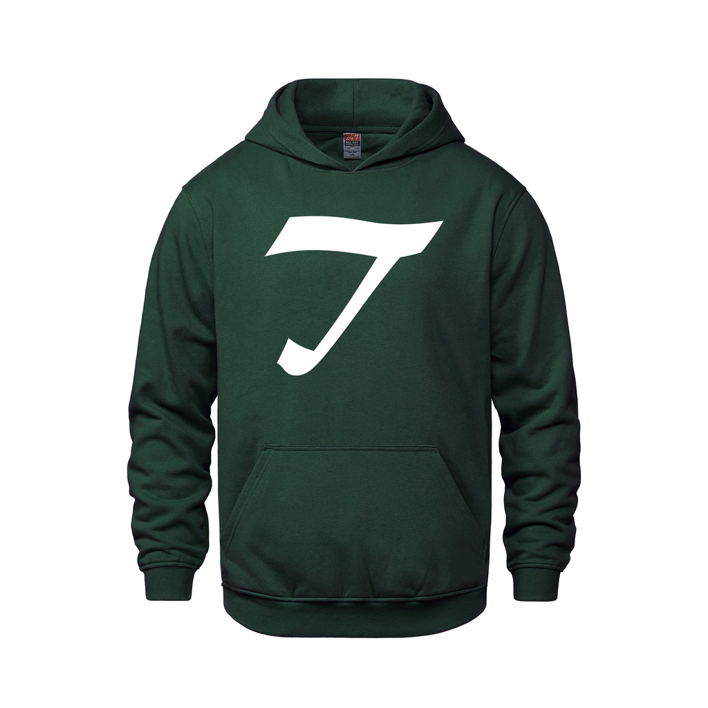 Alphabet T Hoodie 9 inch calligraphy White ink, Forest Green