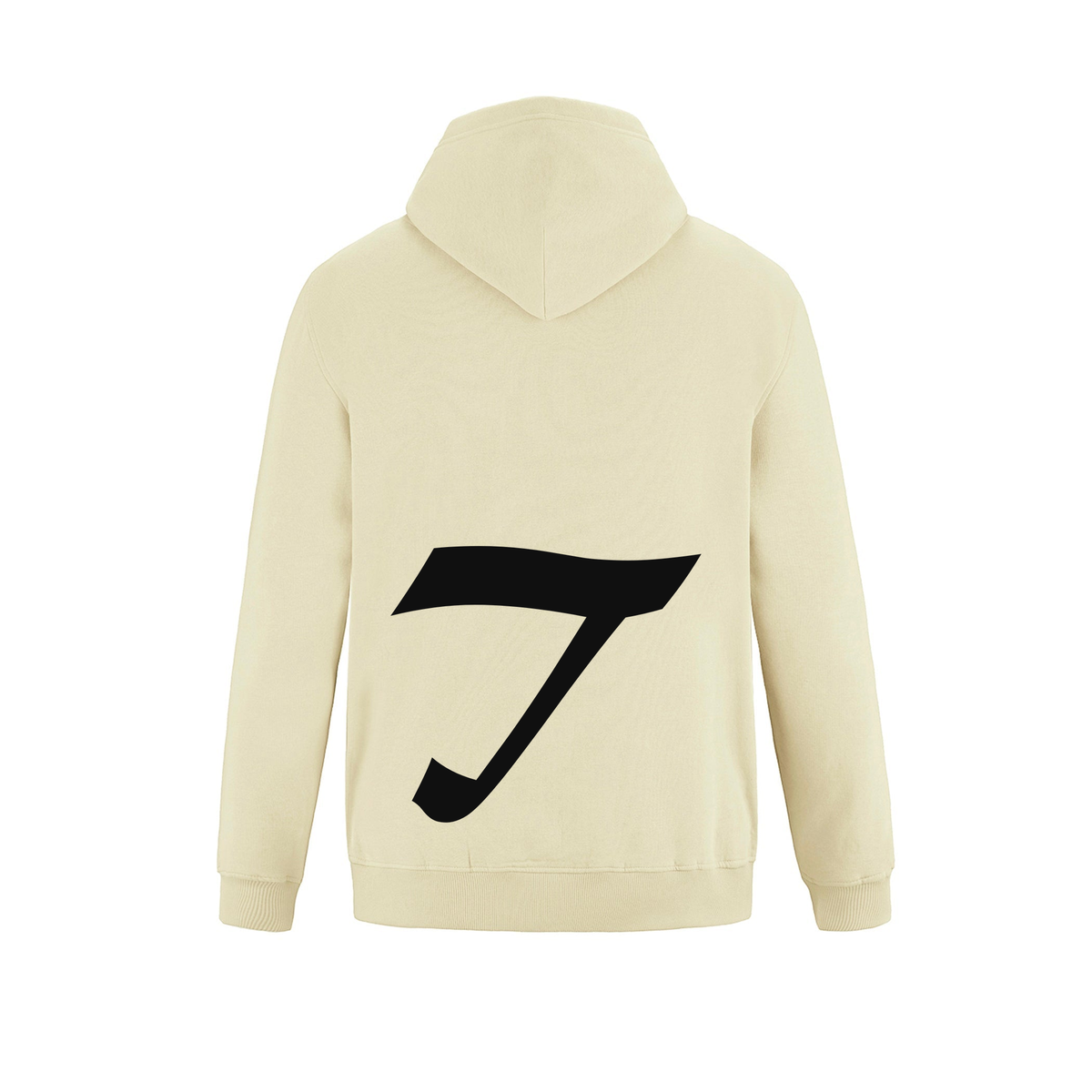 Alphabet T Hoodie 9 inch calligraphy Black ink, Ivory