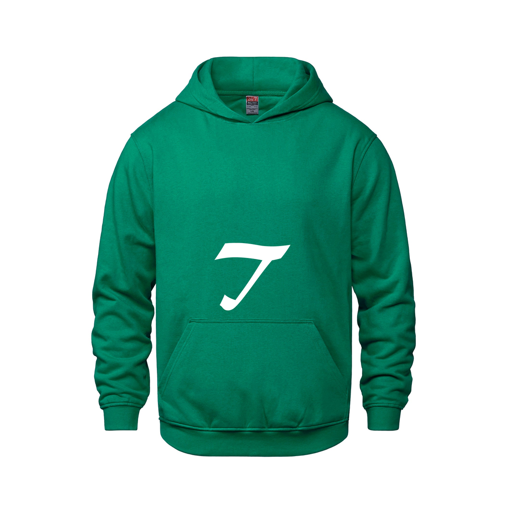Alphabet T Hoodie 9 inch calligraphy White ink, Kelly Green