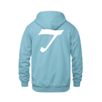 Alphabet T Hoodie 9 inch calligraphy White ink, Light Blue